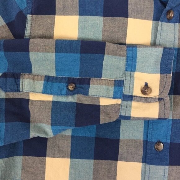 Hollister Stretch Button Down Shirt Mens Large Long Sleeve Block Check Pattern - Picture 4 of 11